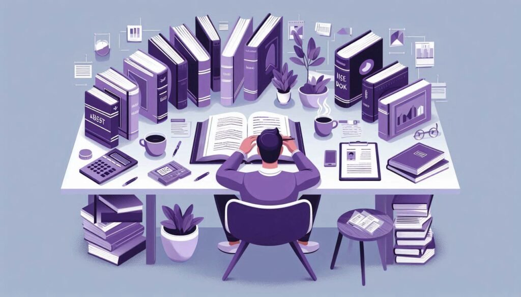 persona en escritorio buscando el mejor libro de inversión